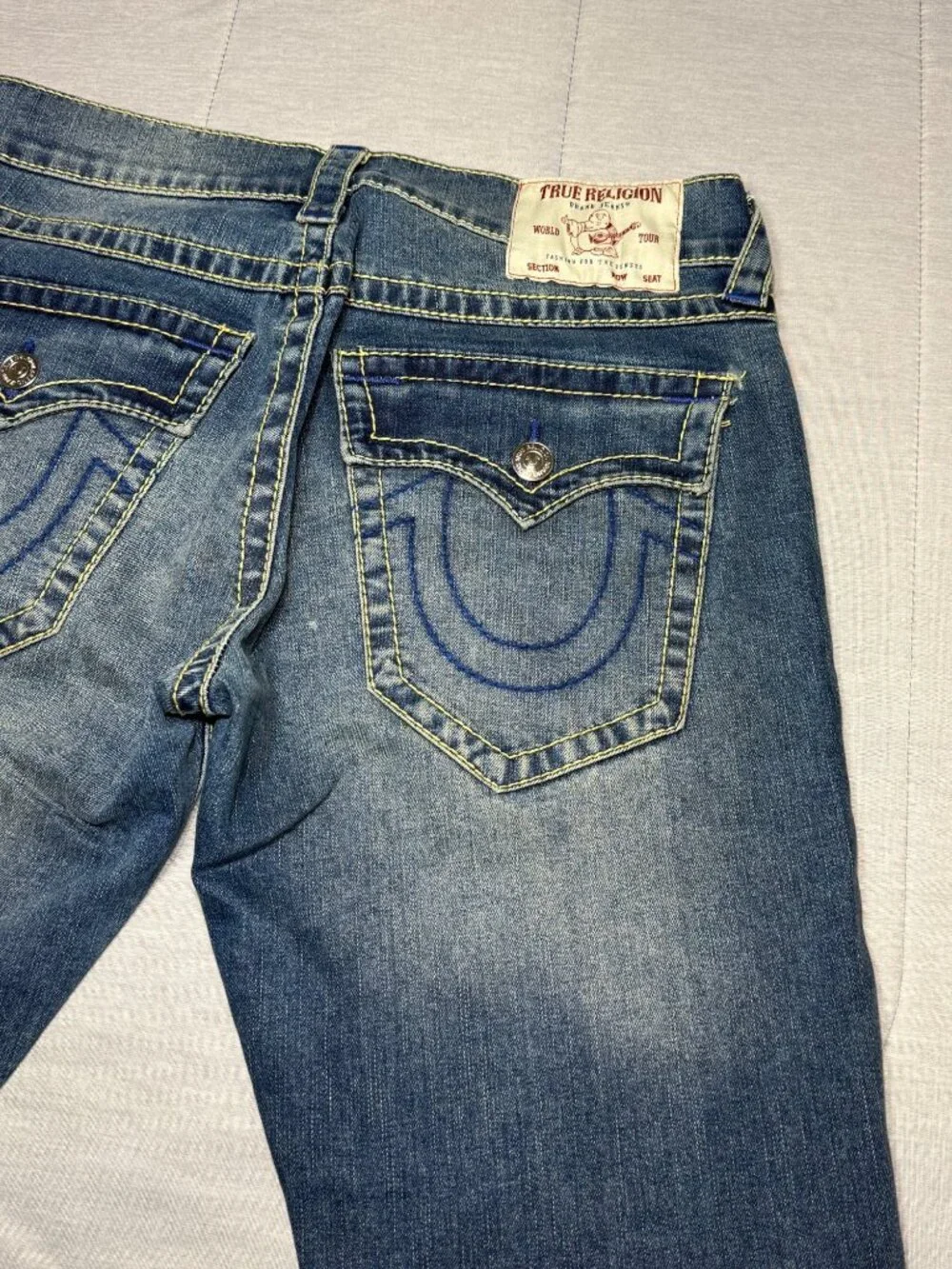True Religion Mens Ricky Relaxed Straight Jeans Size 32 Blue Denim